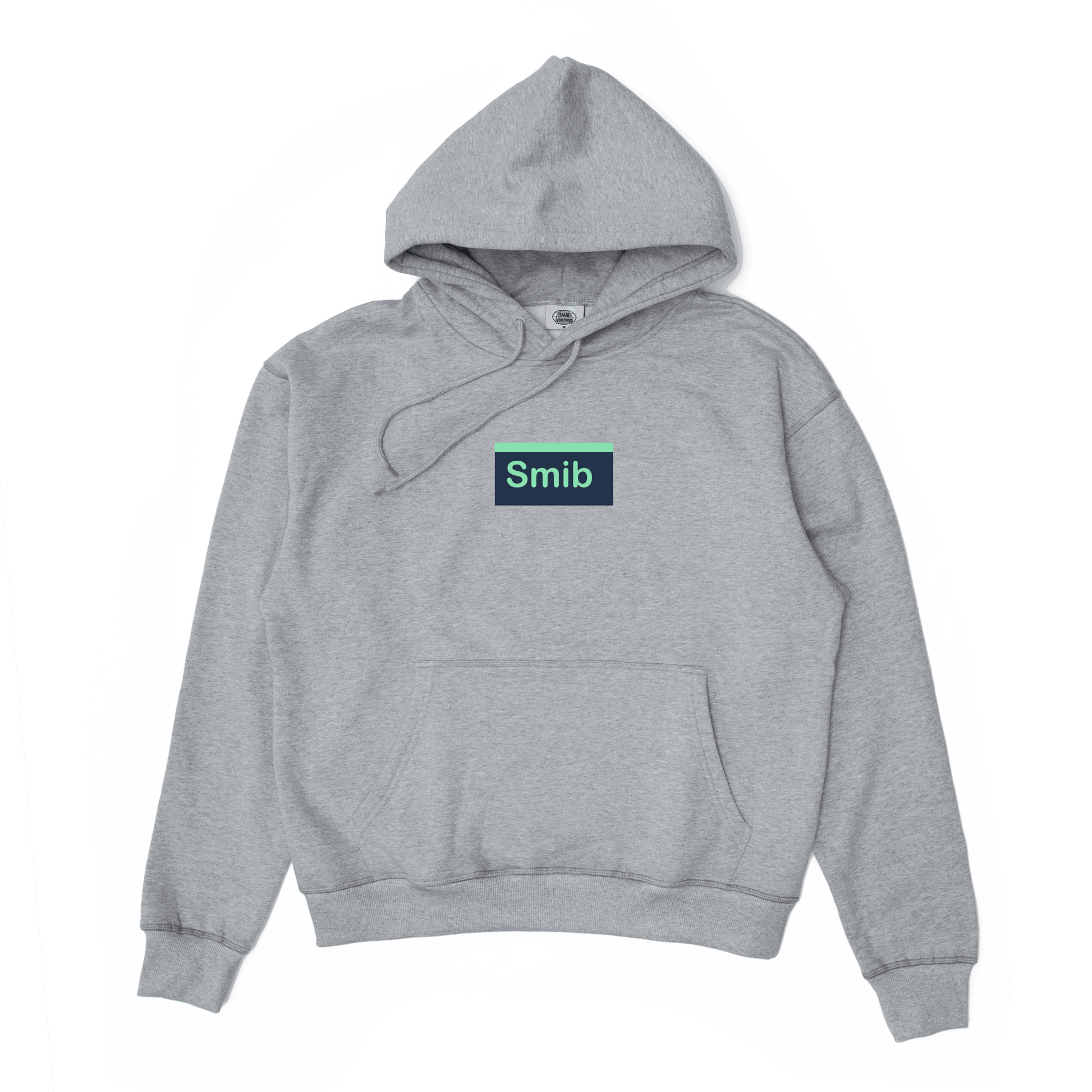 Smib x Mascotte FUCK OV Hoodie in grey melange with Smib logo on front, kangaroo pockets, ribbed cuffs, and embroidered hood logo.