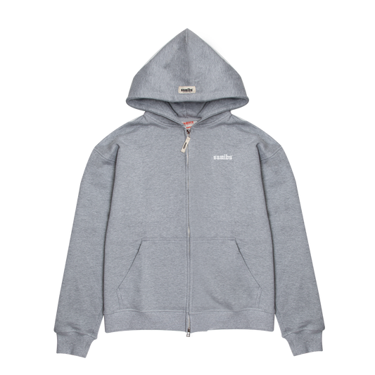 Tiny Ol' Sumibu Zip-Hoodie | Grey - White