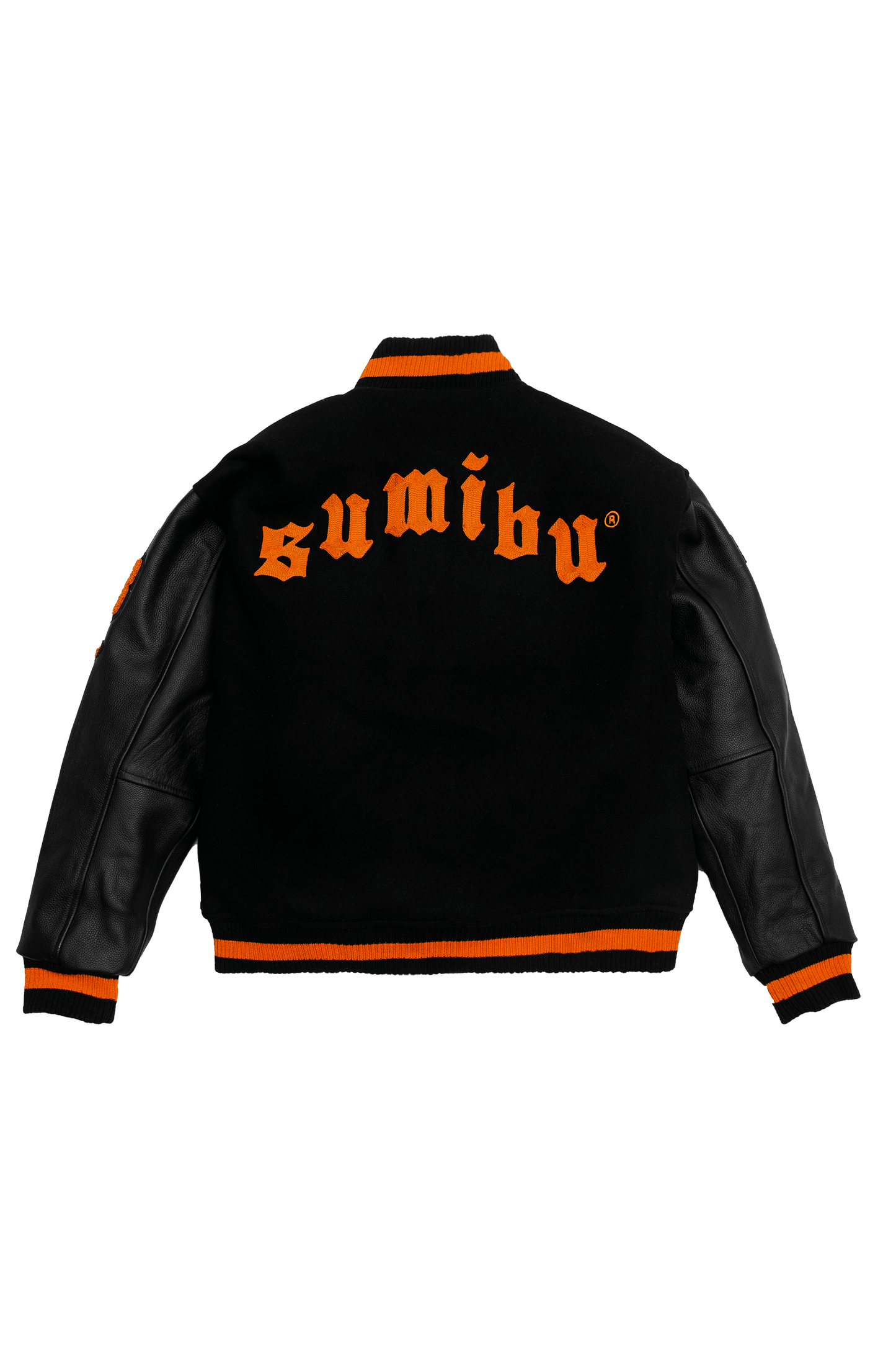 Sumibu Campus Varsity Jacket Black Orange Back