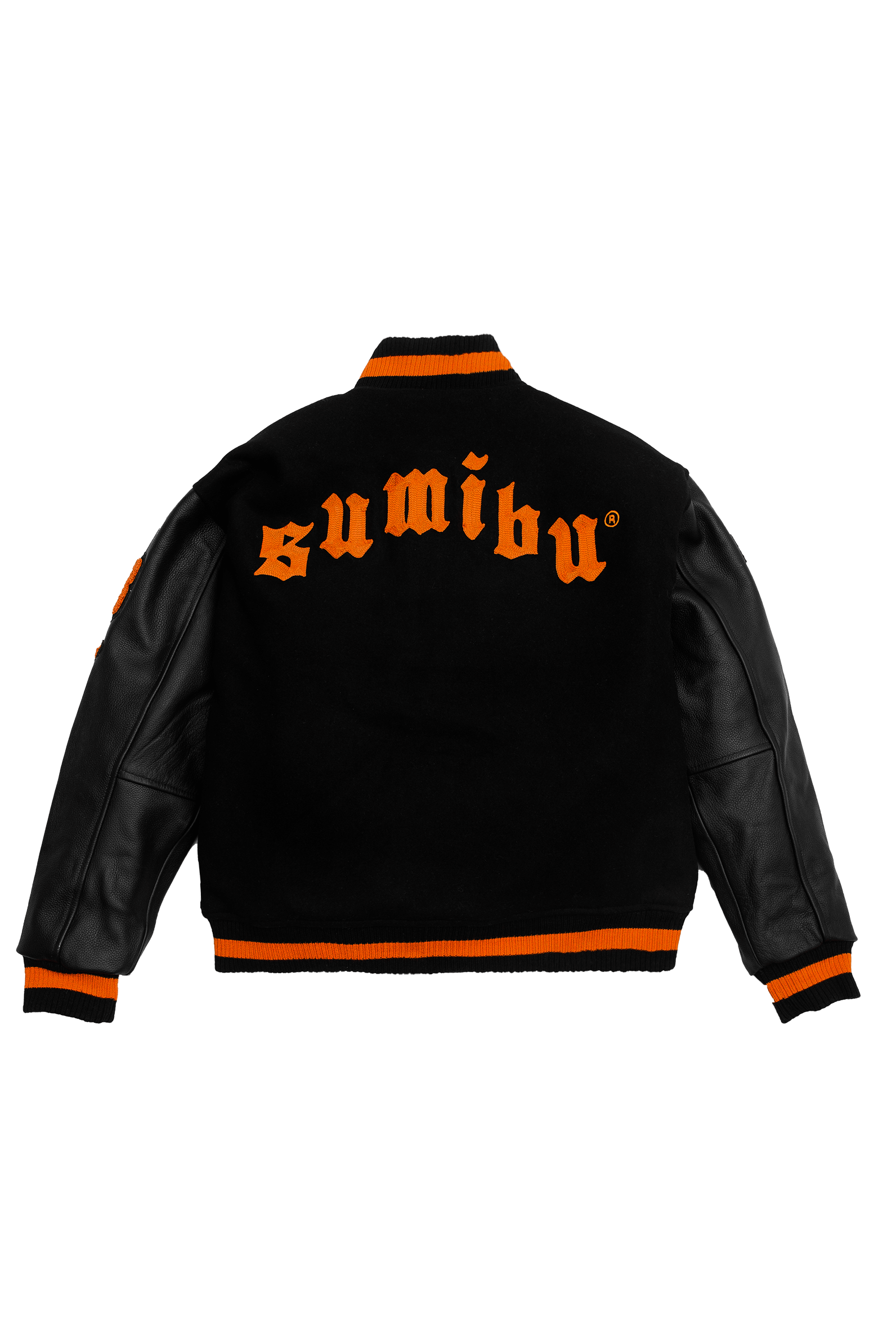 Sumibu Campus Varsity Jacket Black Orange Back